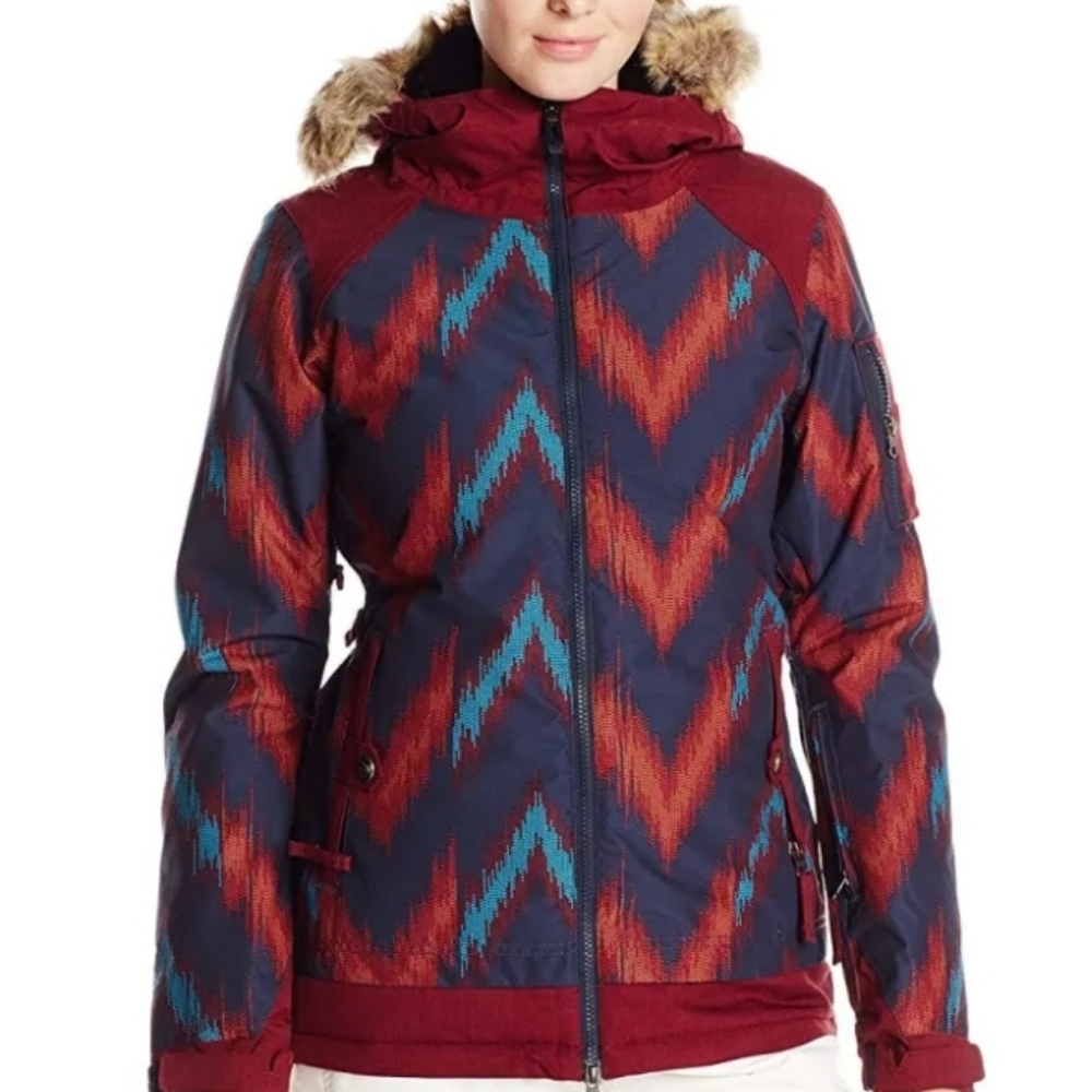 EUC! 686 Women's Authentic Aerial Insulated Jacket, Navy Ikat Colorblock, Sz S
